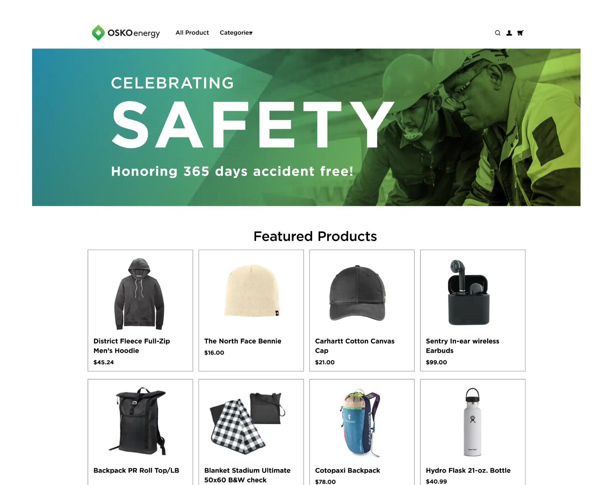 OSKO energy Culture Cloud platform showing a customized safety store experience