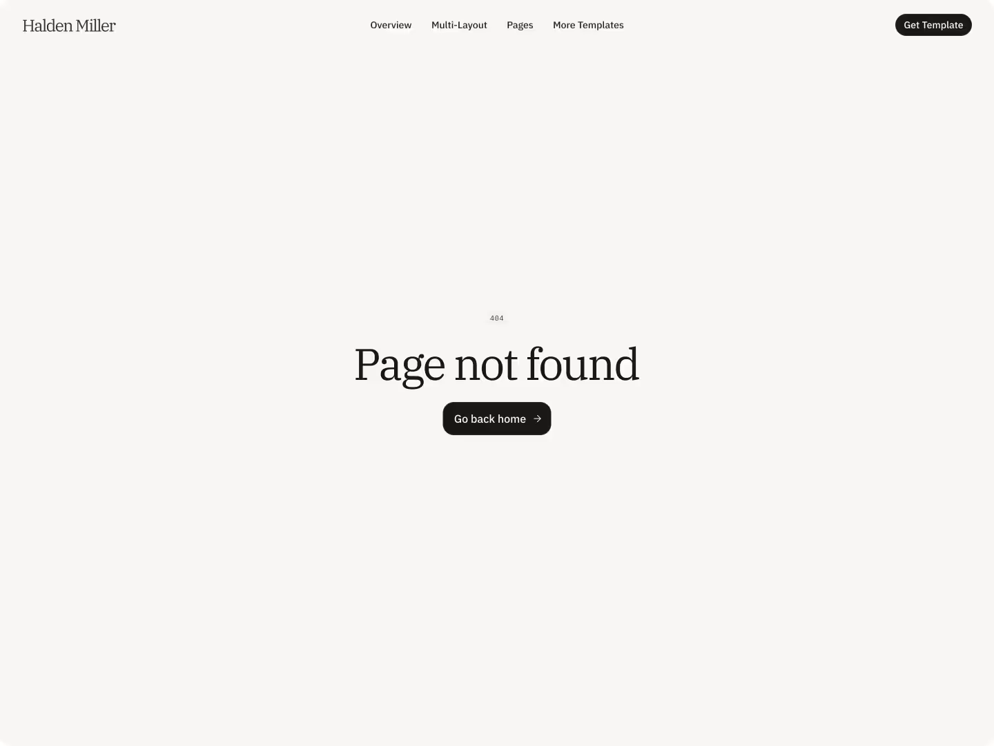 404 error page displaying “Page not found” message on a white background.