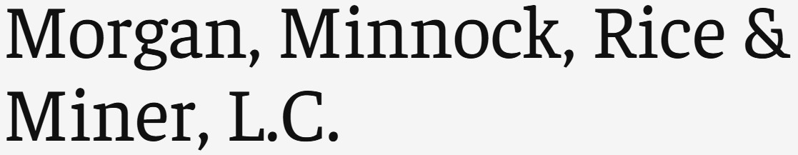 Text displaying the law firm name: Morgan, Minnock, Rice & Miner, L.C.