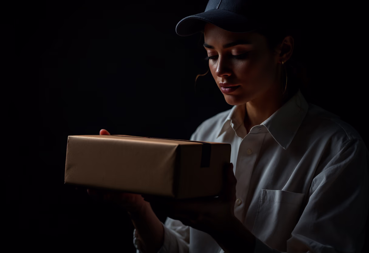 image of a courier handing a package