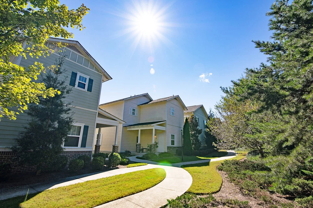 exterior walking path with greenery