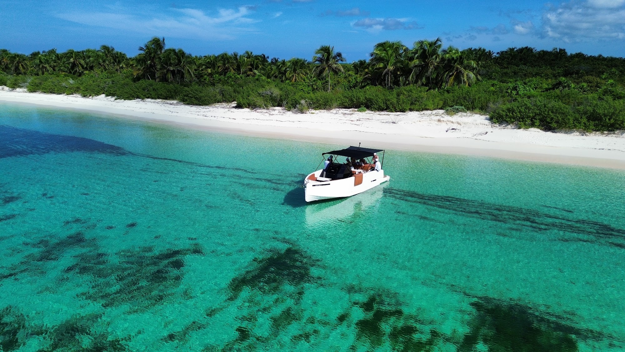 Our De Antonio D28 open yacht at sea off Cozumel