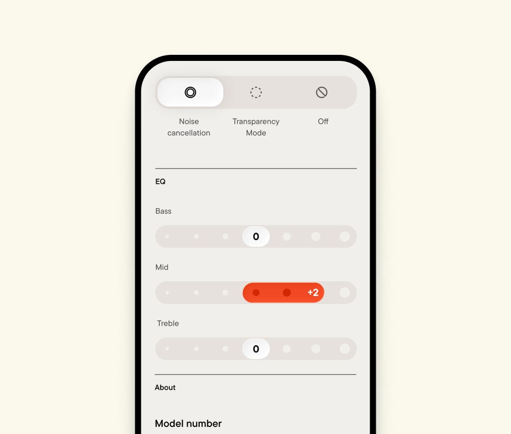 App showing noise cancelling options