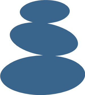 Three stacked smooth blue stones of varying size on black background.