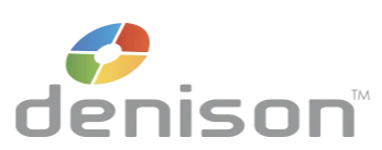 Denison University logo with colorful circular swirl above the text.