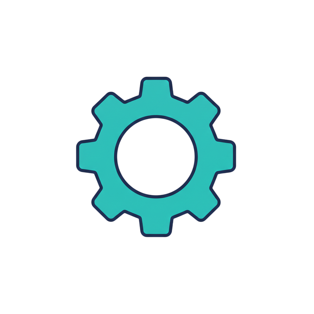 A blue gear icon representing maintenance