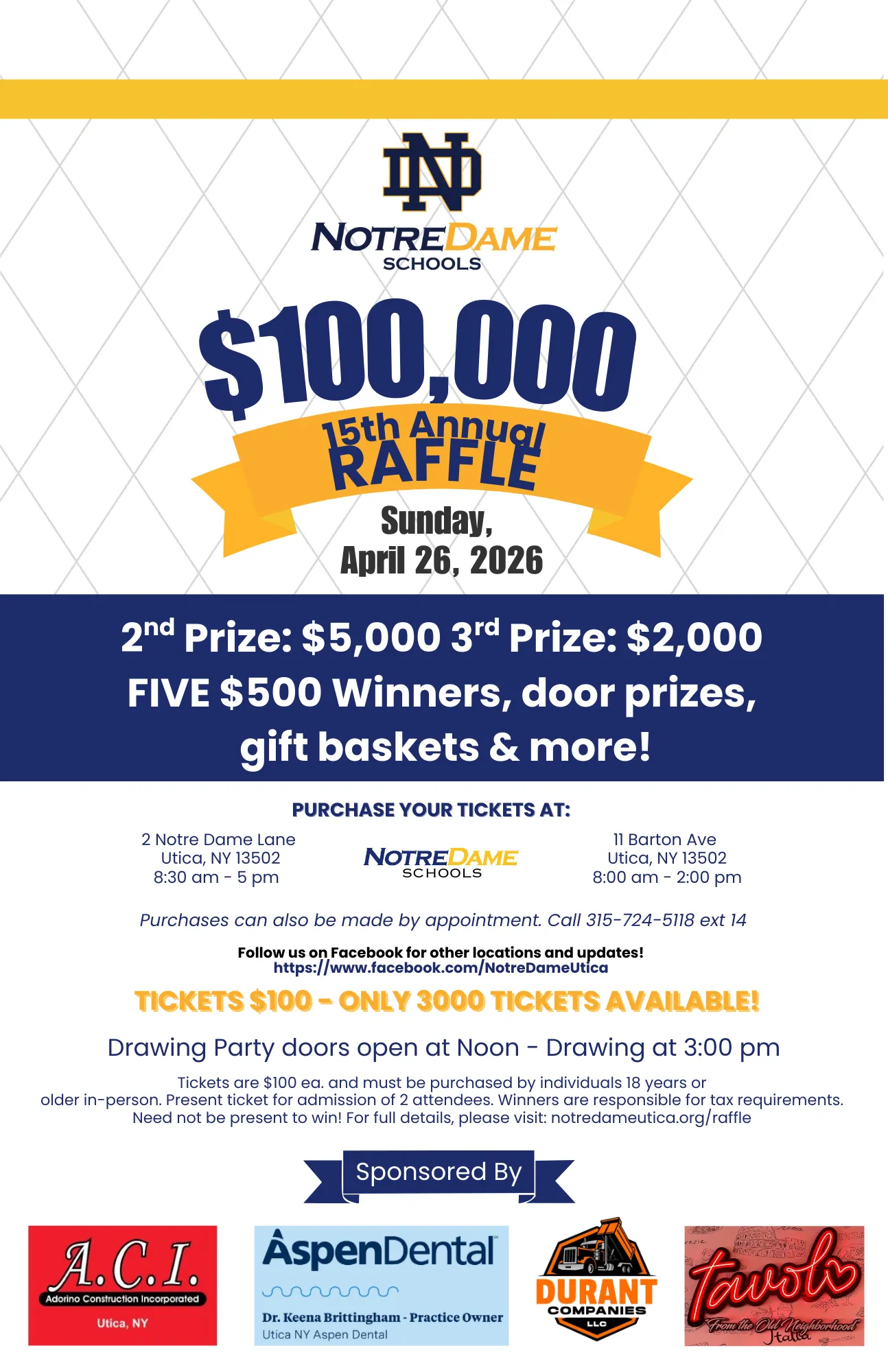 Flyer with raffle information. All information from this flyer is present as text on this page.