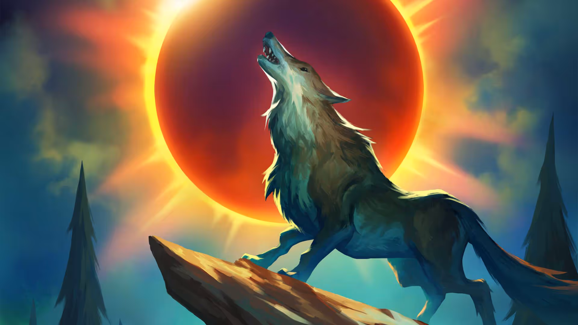 a wolf and the eclipse
