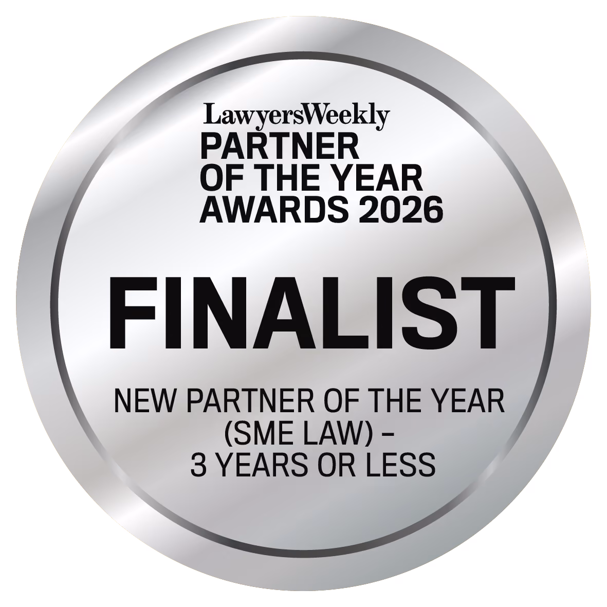 Lawyers Weekly New Partner of the Year (SME Law) - 3 Years or Less