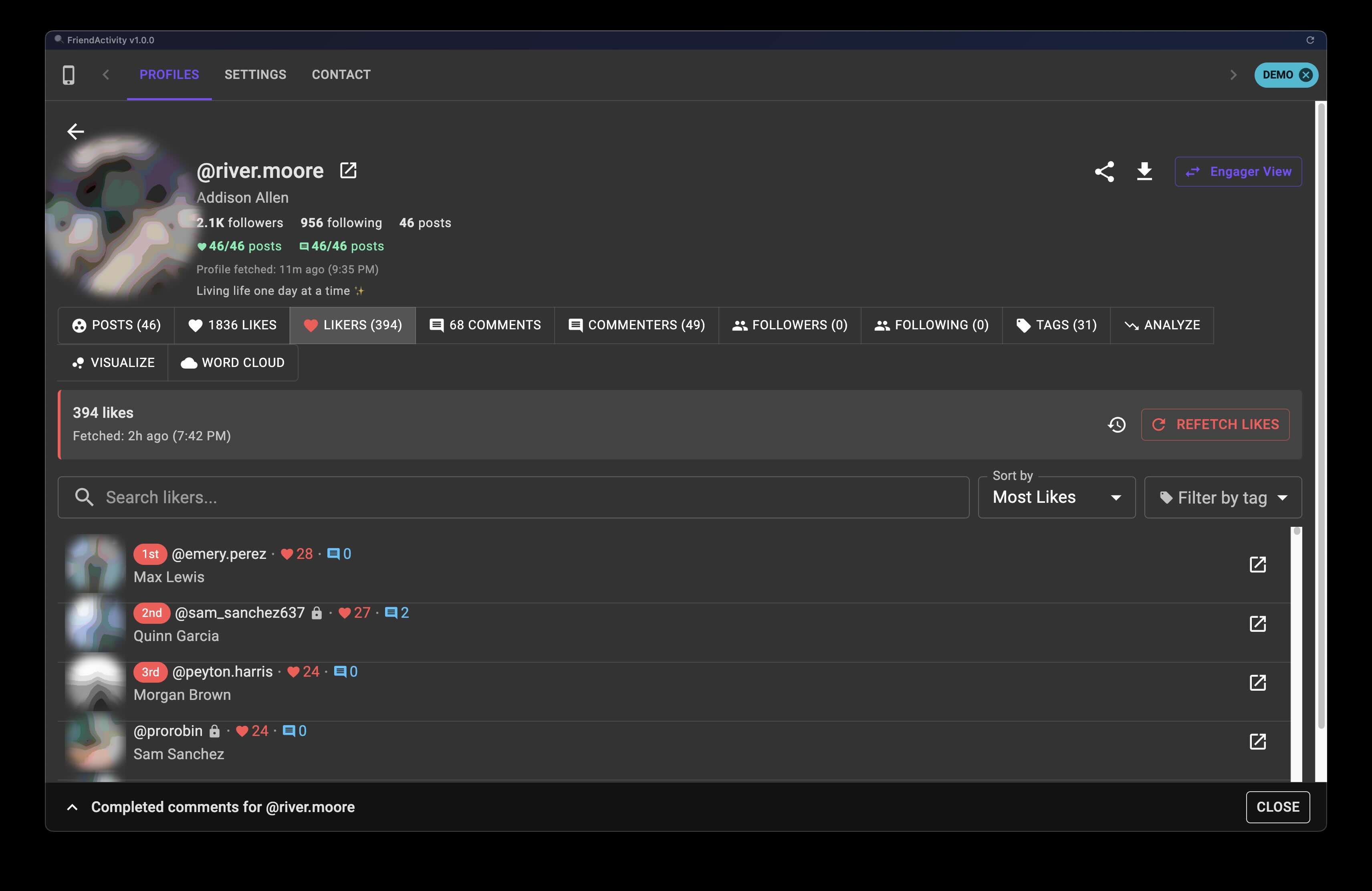 Followers Tab Feature Screenshot