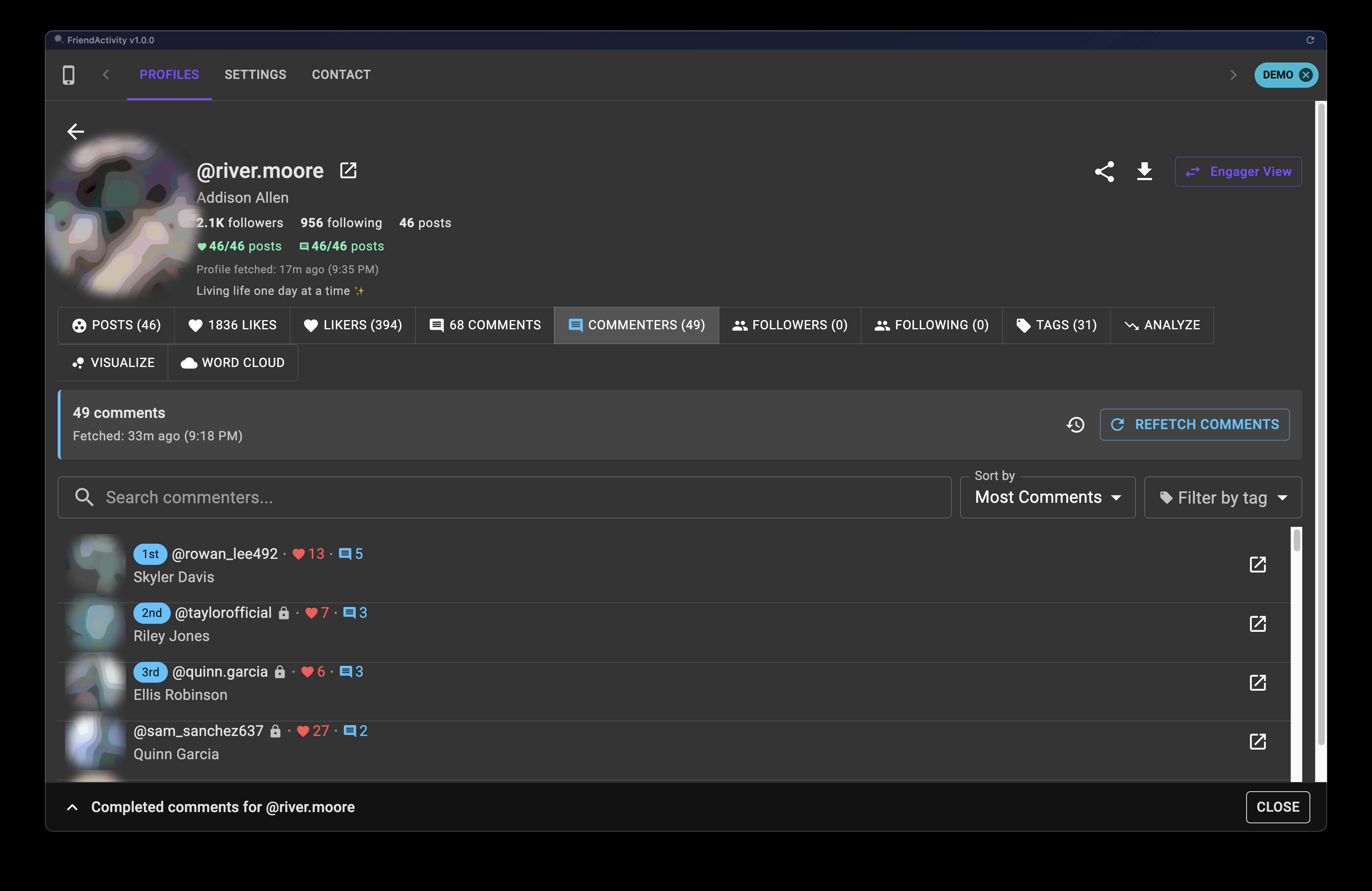 Followers Tab Feature Screenshot