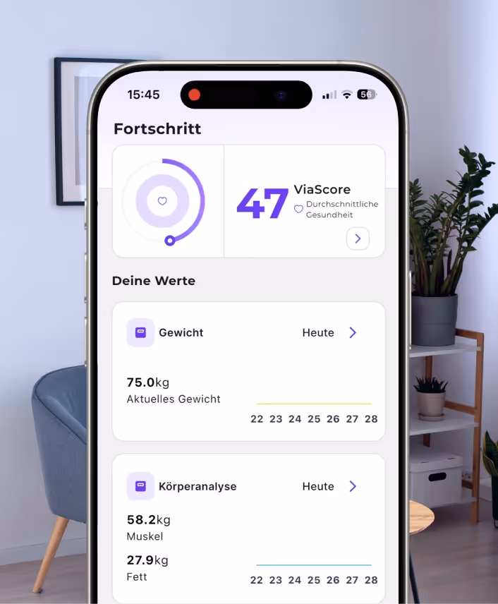 Smartphone mit ViaSlim App und individueller Therapieübersicht