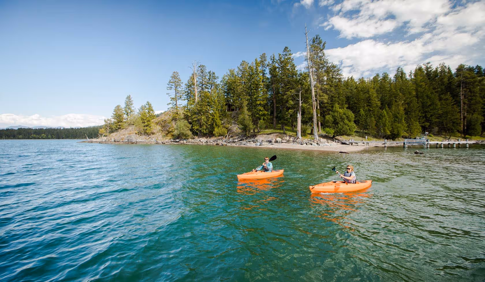 Flathead Lake Montana view with calm blue water
