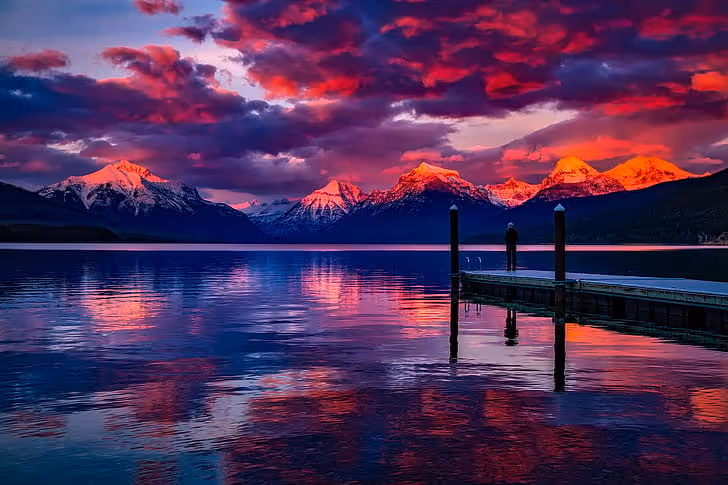 Mountain reflection in lake showing serene beauty