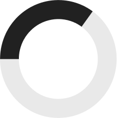 Circular progress bar with about 30% completed in dark gray and the rest in light gray.
