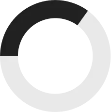 Circular progress bar with about 30% completed in dark gray and the rest in light gray.