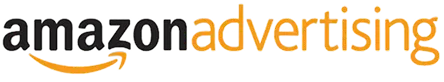 Amazon Advertising logo with black and orange text and a curved arrow under the word Amazon.