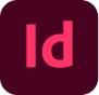 Adobe InDesign logo with pink 'Id' letters on a dark red square background.