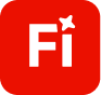 White stylized letters 'Fi' with a small star on a red square background.