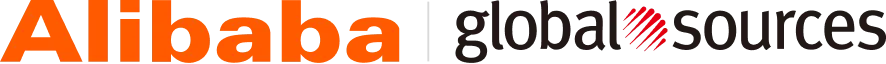 Alibaba and Global Sources logos side by side, with Global Sources featuring a red globe icon.