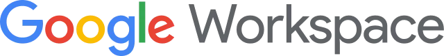 Google Workspace logo with Google in multicolored letters and Workspace in gray.