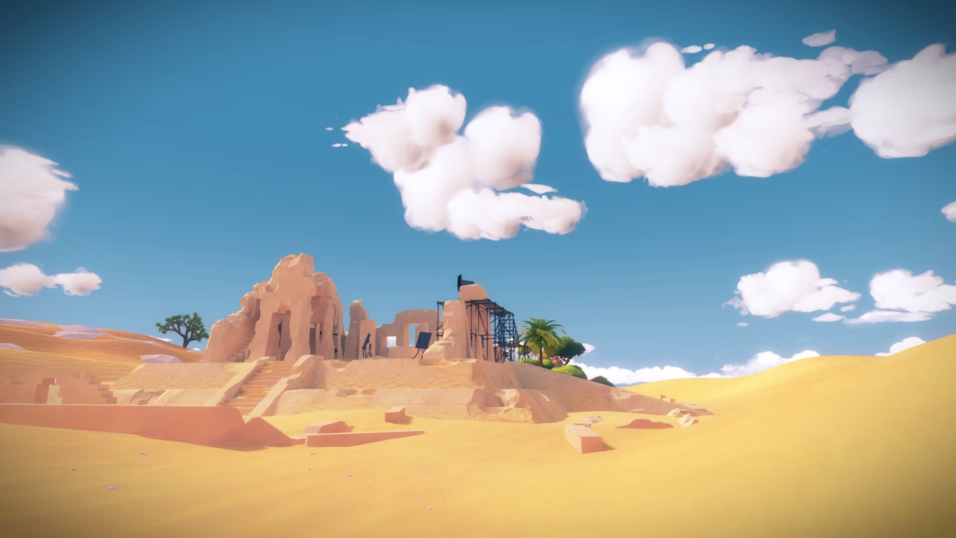 An ominous set of ruins in the desert