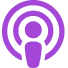 Purple Apple Podcasts icon representing a microphone in a broadcast signal.