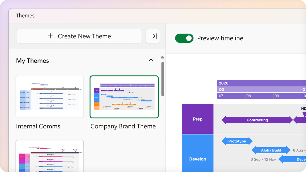 Illustration of a structured timeline template with uniform styling representing consistent reporting across teams