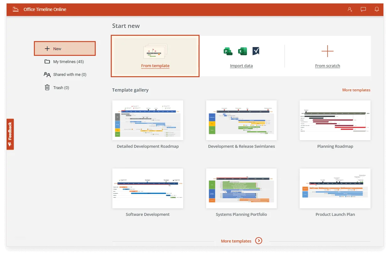 Create new swimlane diagram in Lucen Timeline Online