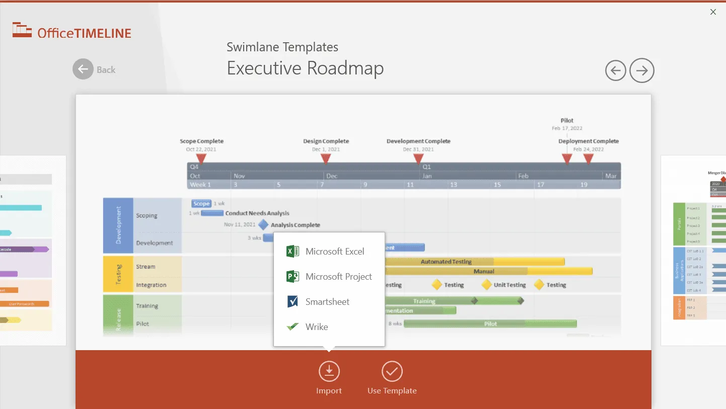 Lucen Timeline import options