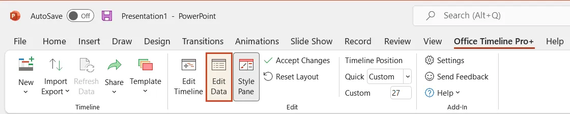 Lucen Timeline - Edit Data button