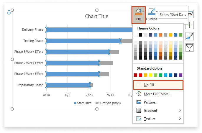 Turn Stacked Bar Chart into Gantt