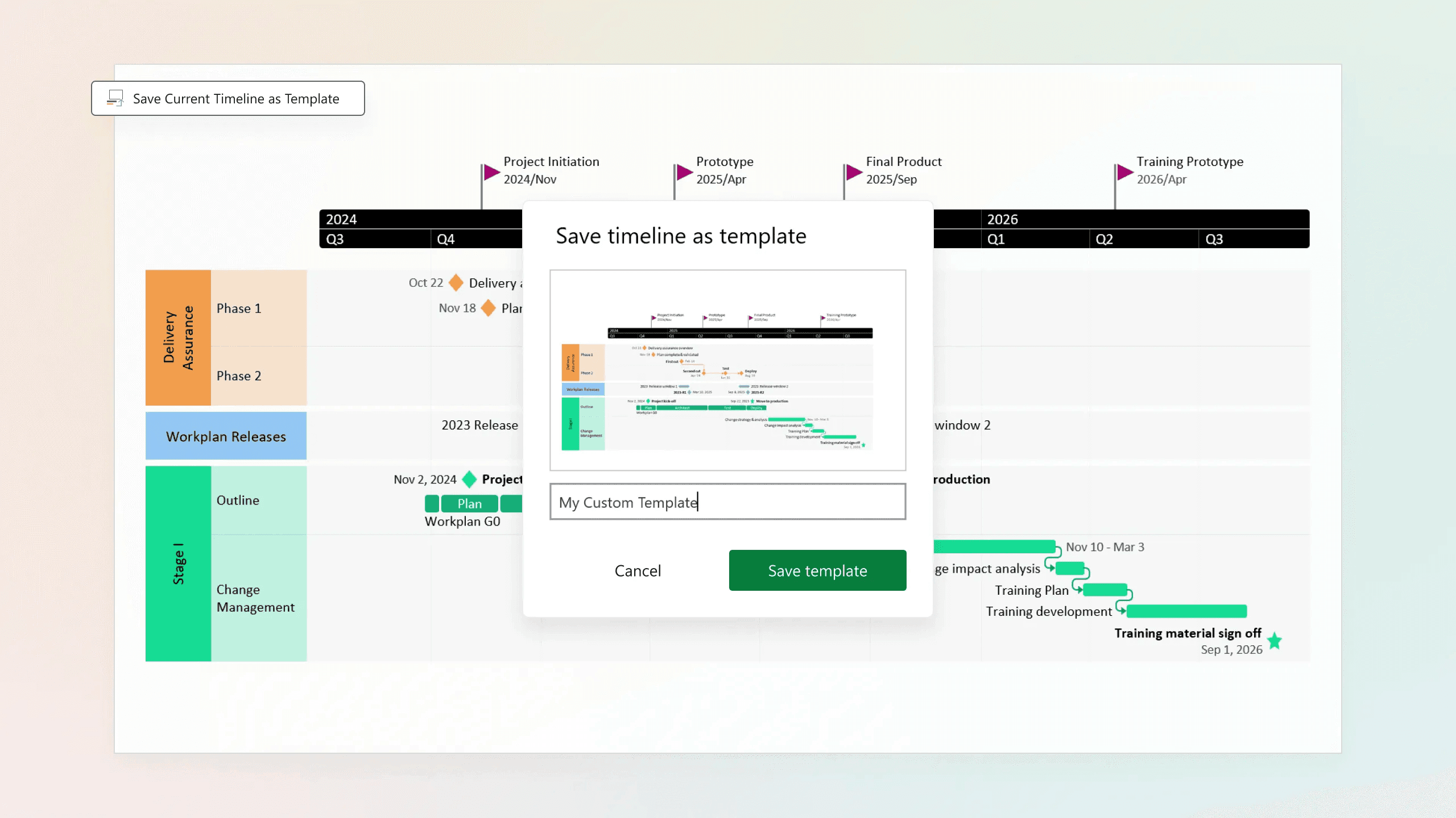Create custom templates in Office Timeline Expert