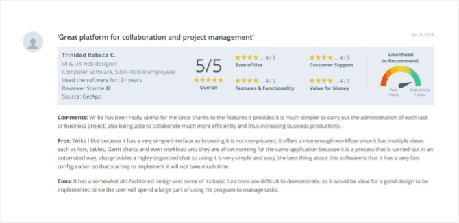 Wrike customer review