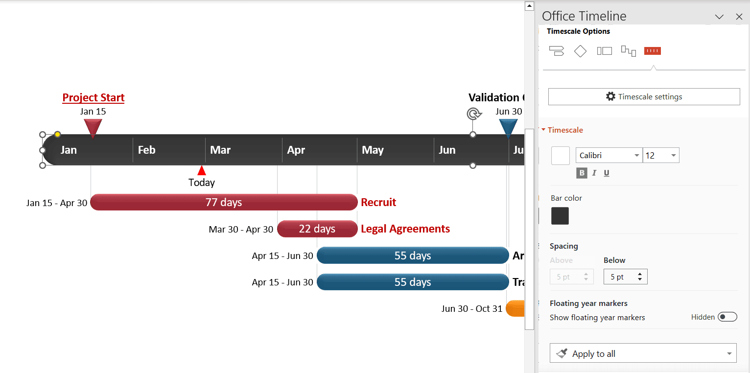 Select Timescale settings