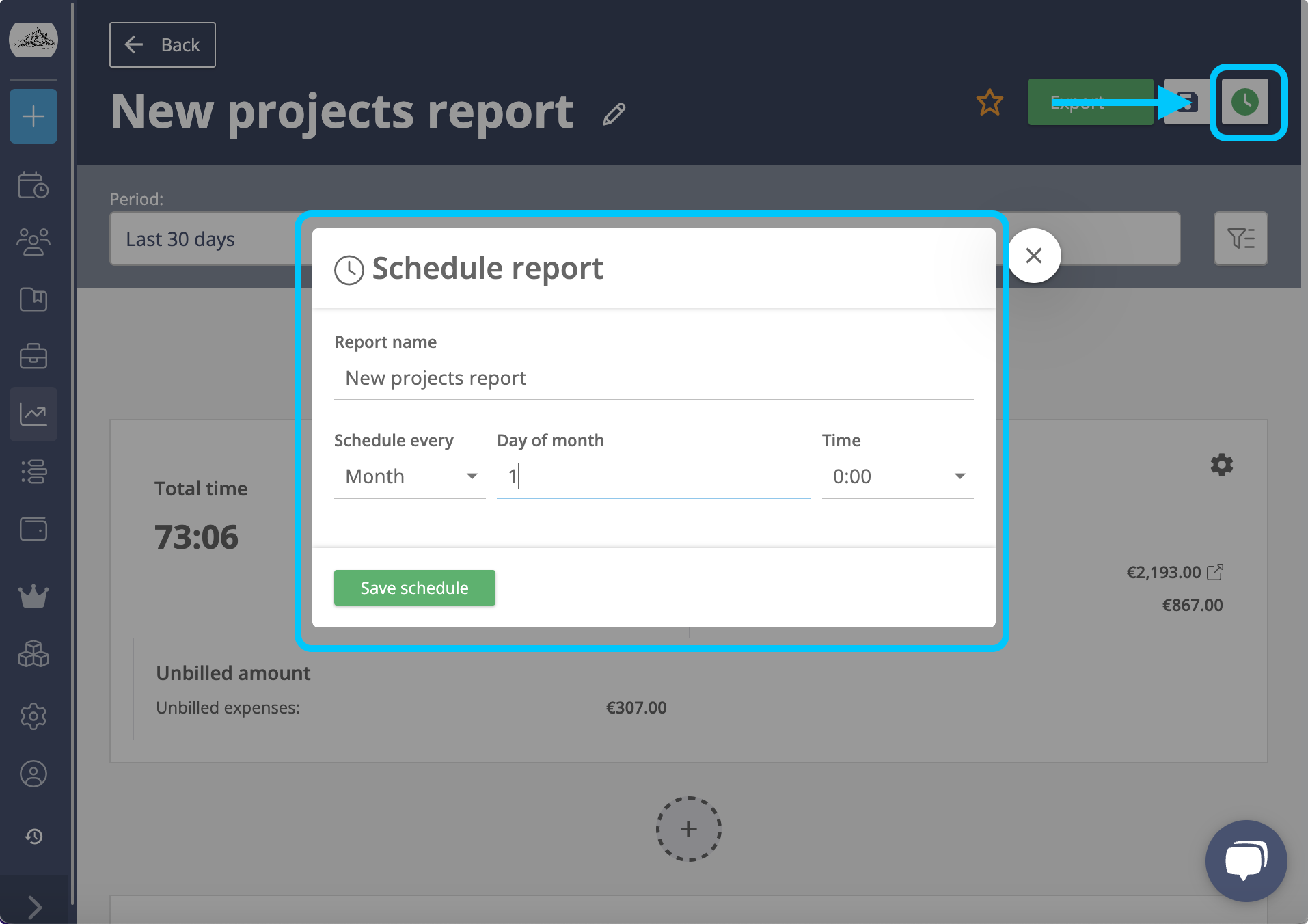 timeneye schedule reports