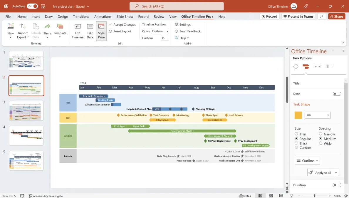 Agile-projectvisualisatietool voor PowerPoint