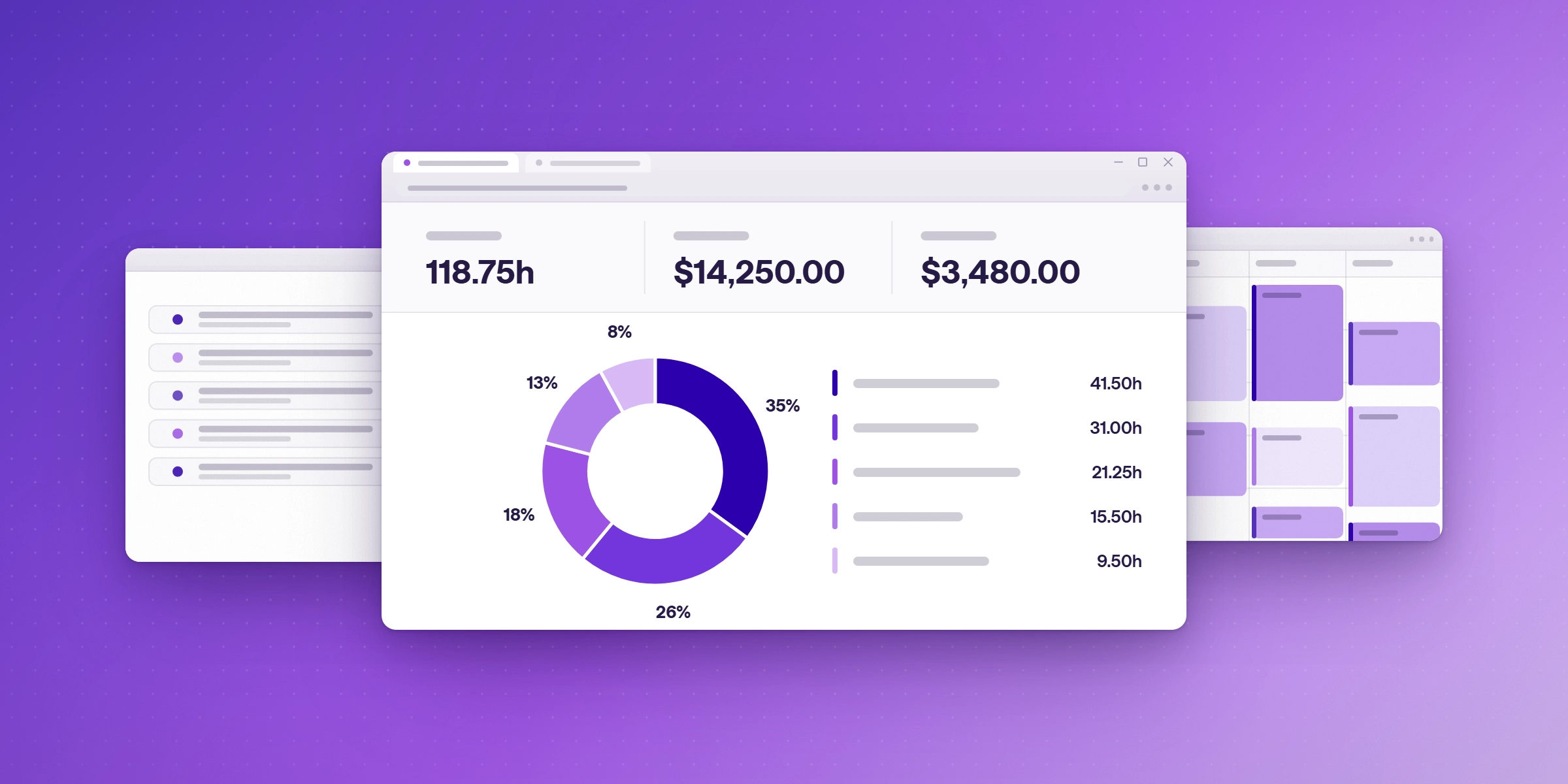 Lucen Track clients report of logged hours by client