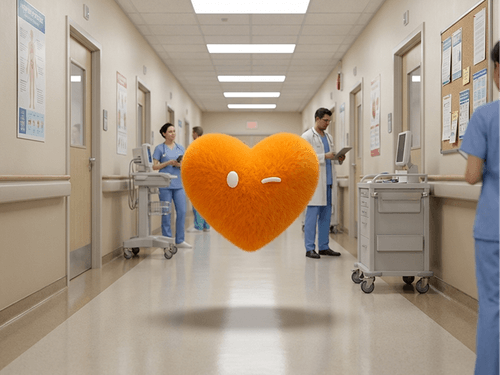 Mindoo character in hospital hallway