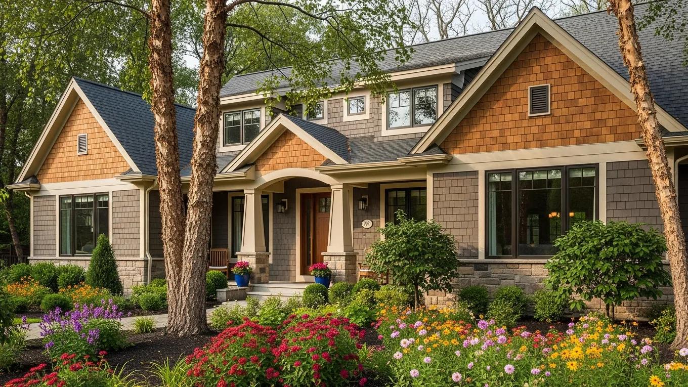 Inviting home facade with Maibec wood siding in various finishes, highlighting its aesthetic appeal and versatility