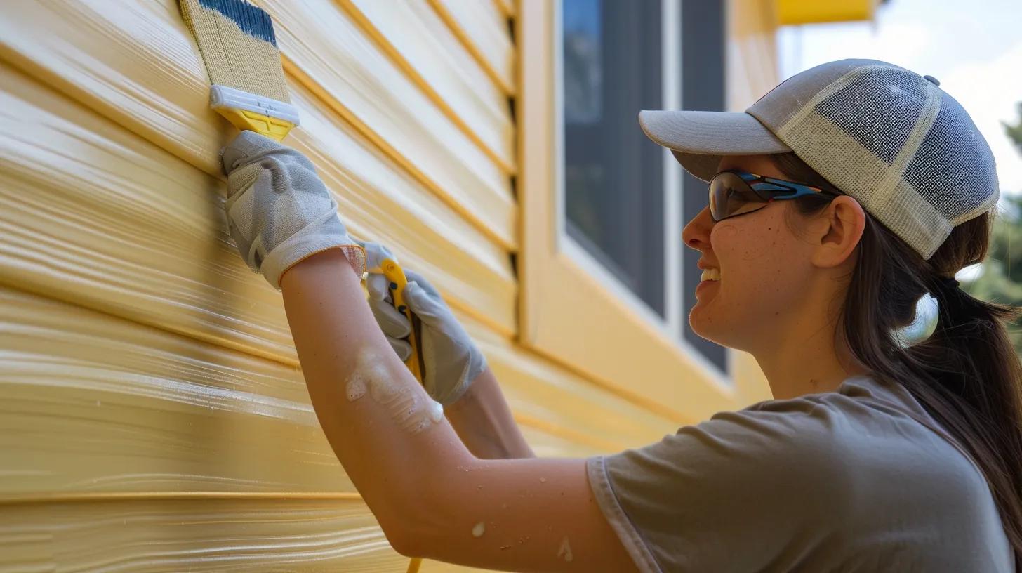 Homeowner cleaning Maibec wood siding, illustrating maintenance tips and the ease of care for the material