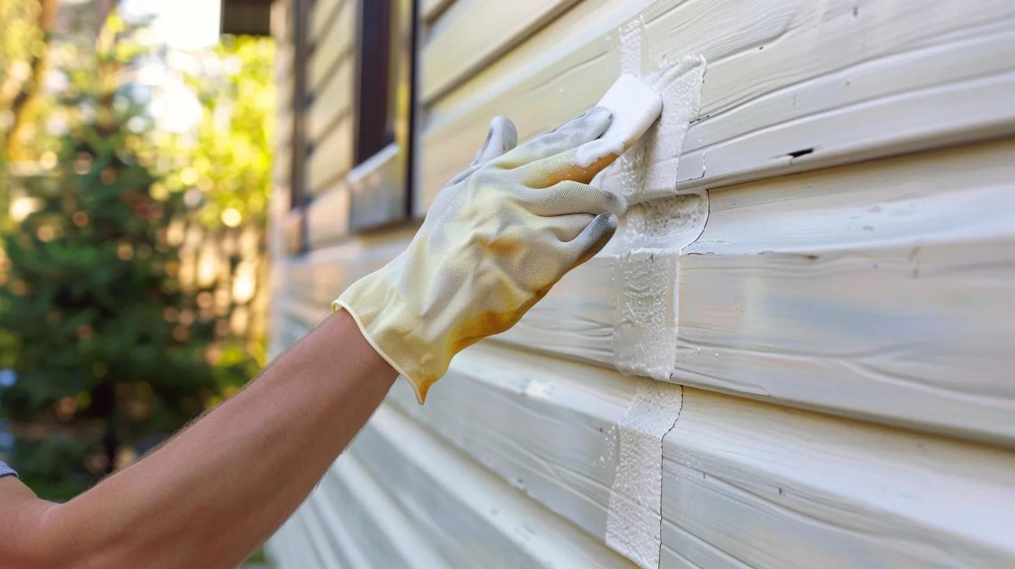 Homeowner cleaning Maibec wood siding using gentle techniques for maintenance