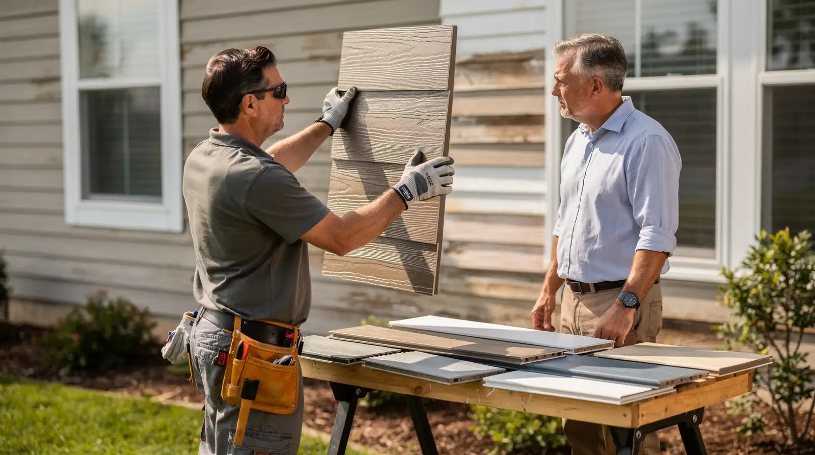 Fiber cement generally costs more upfront than vinyl and must be fastened, flashed, cut