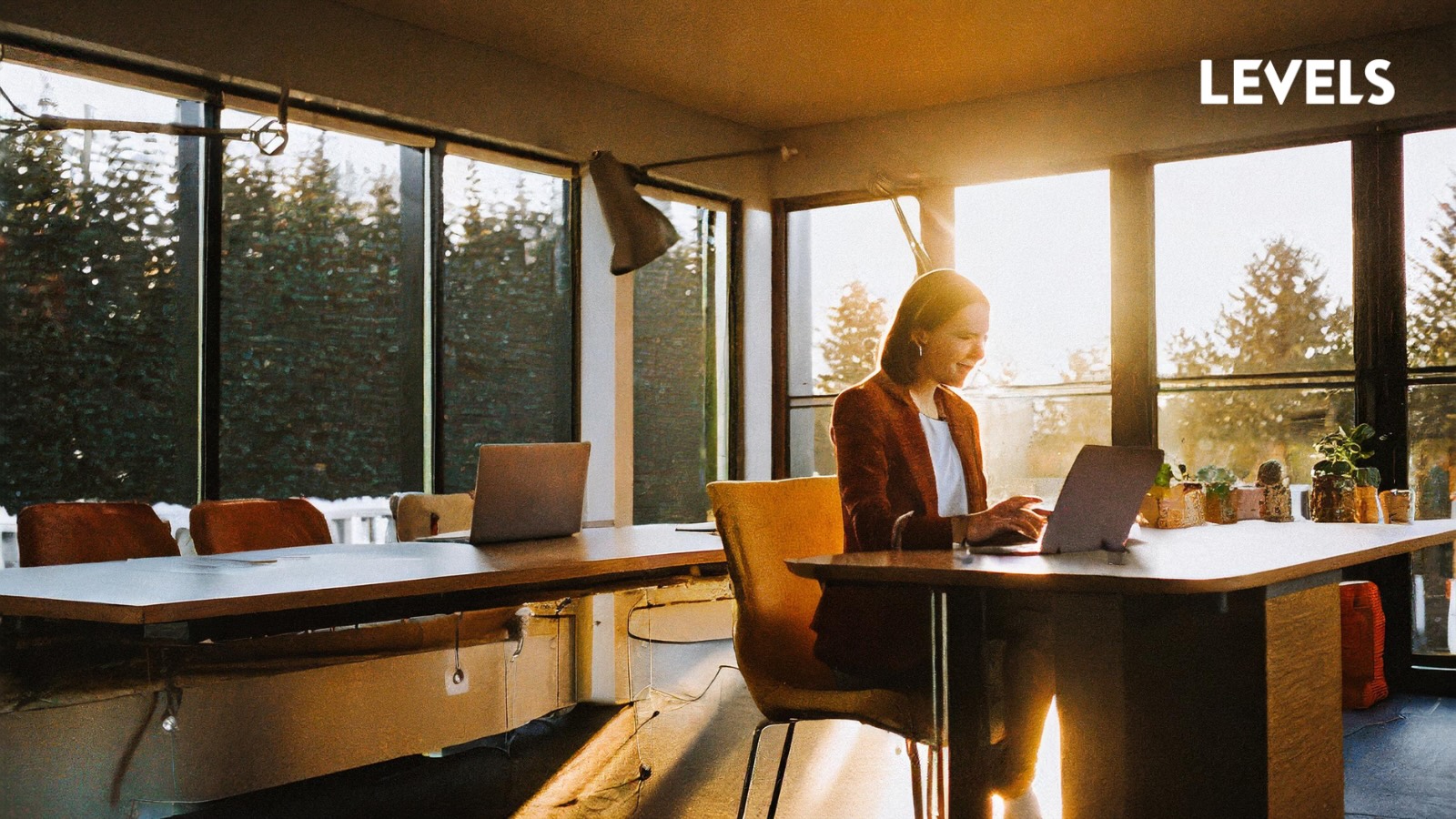 AI-generated image of a solo entrepreneur working in an office.