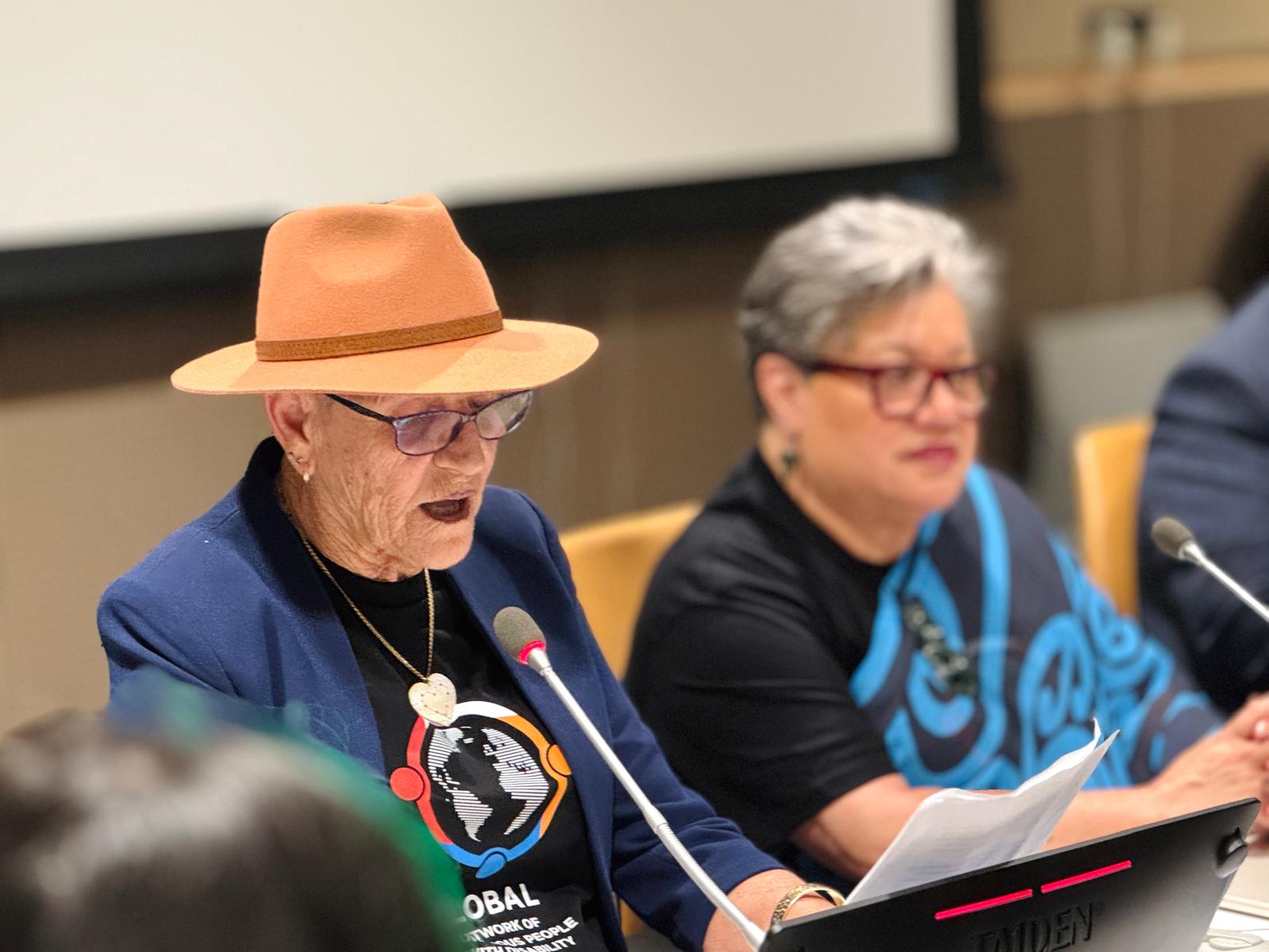 Indigenous Peoples speaking at an side event