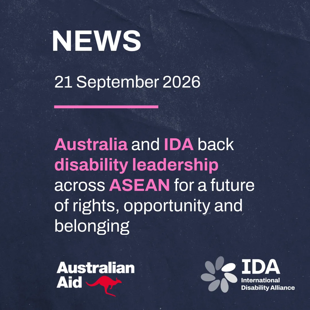 Australia and IDA back disability leadership across ASEAN for a future of rights, opportunity and belonging. Logo of IDA and Australian Aid