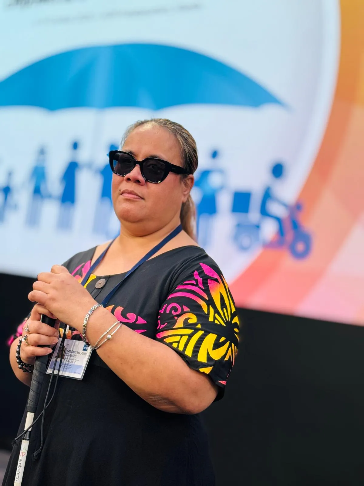 Faatino Utumapu, a blind woman from the Pacific Disability Forum