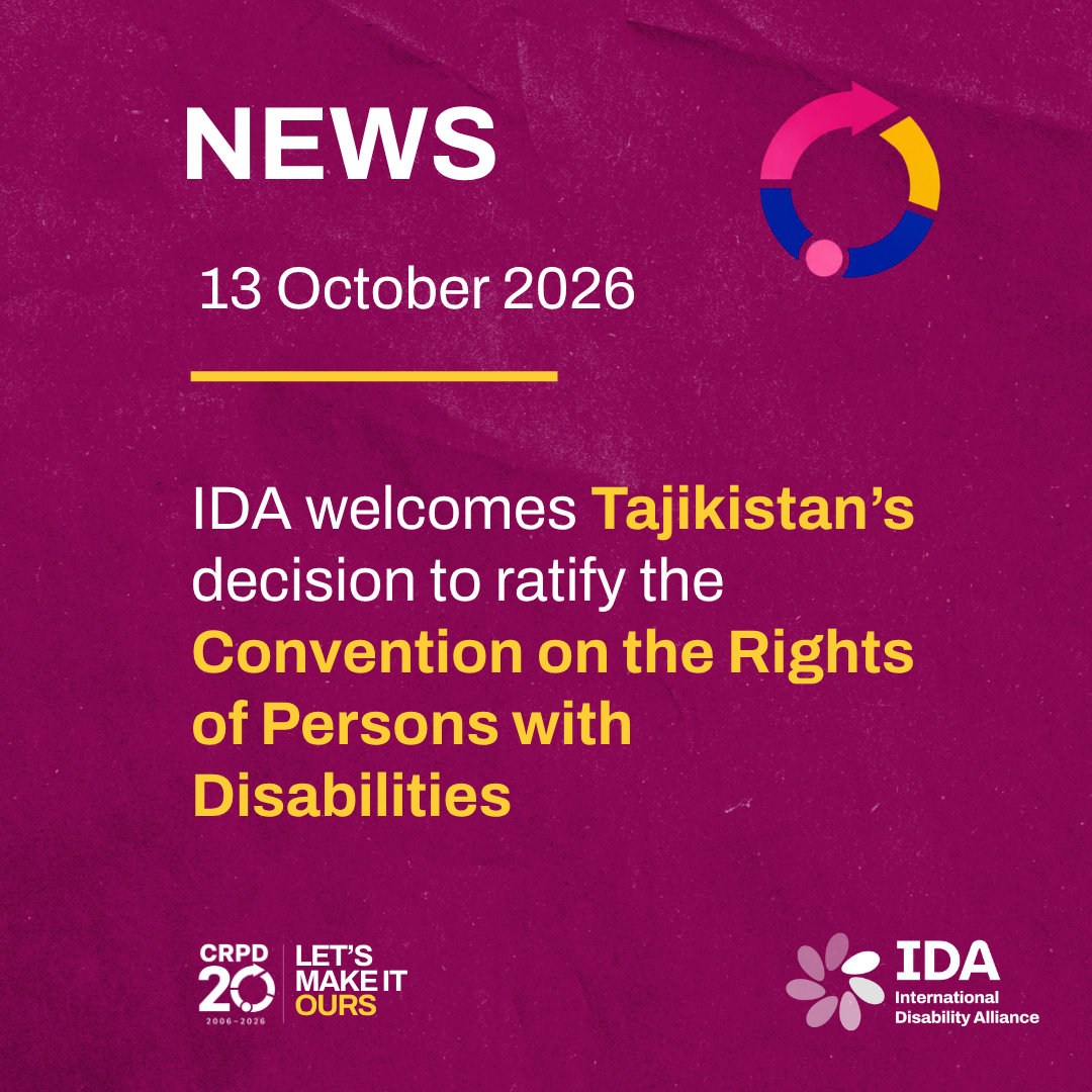 IDA welcomes Tajikistan’s decision to ratify the Convention on the Rights of Persons with Disabilities