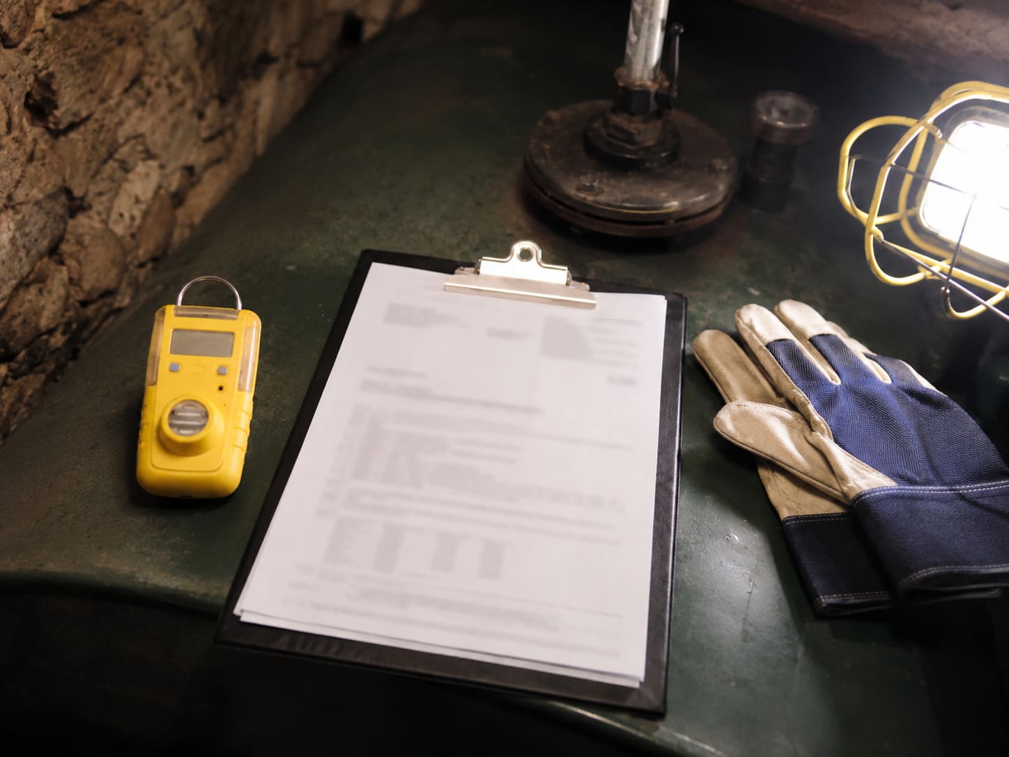 Attestation de dégazage de cuve à fioul et explosimètre lors d'un contrôle par un technicien certifié