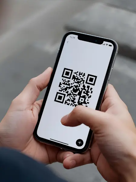 A man scanning a QR code.